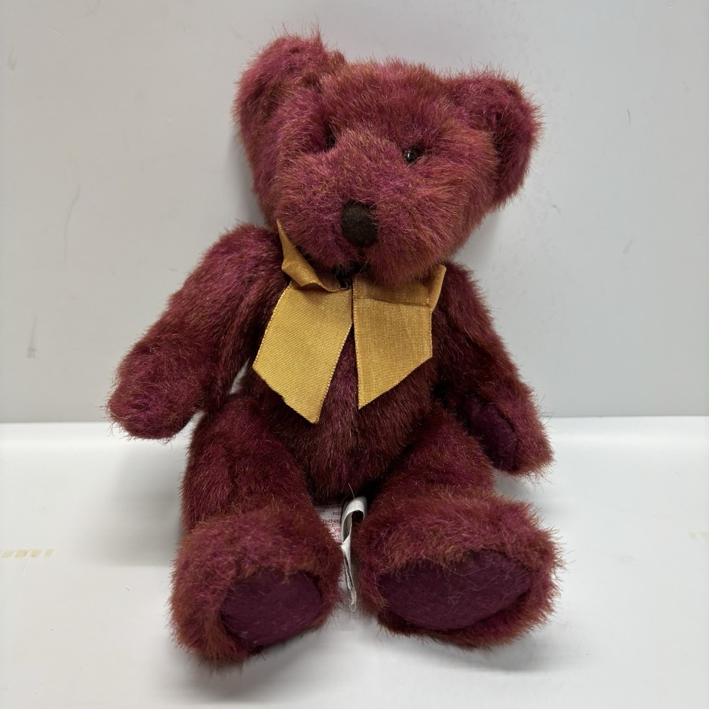 Russ Berrie Teddy Bear "Tinker" Collectable Rare Yellow Ribbon Sitting Soft